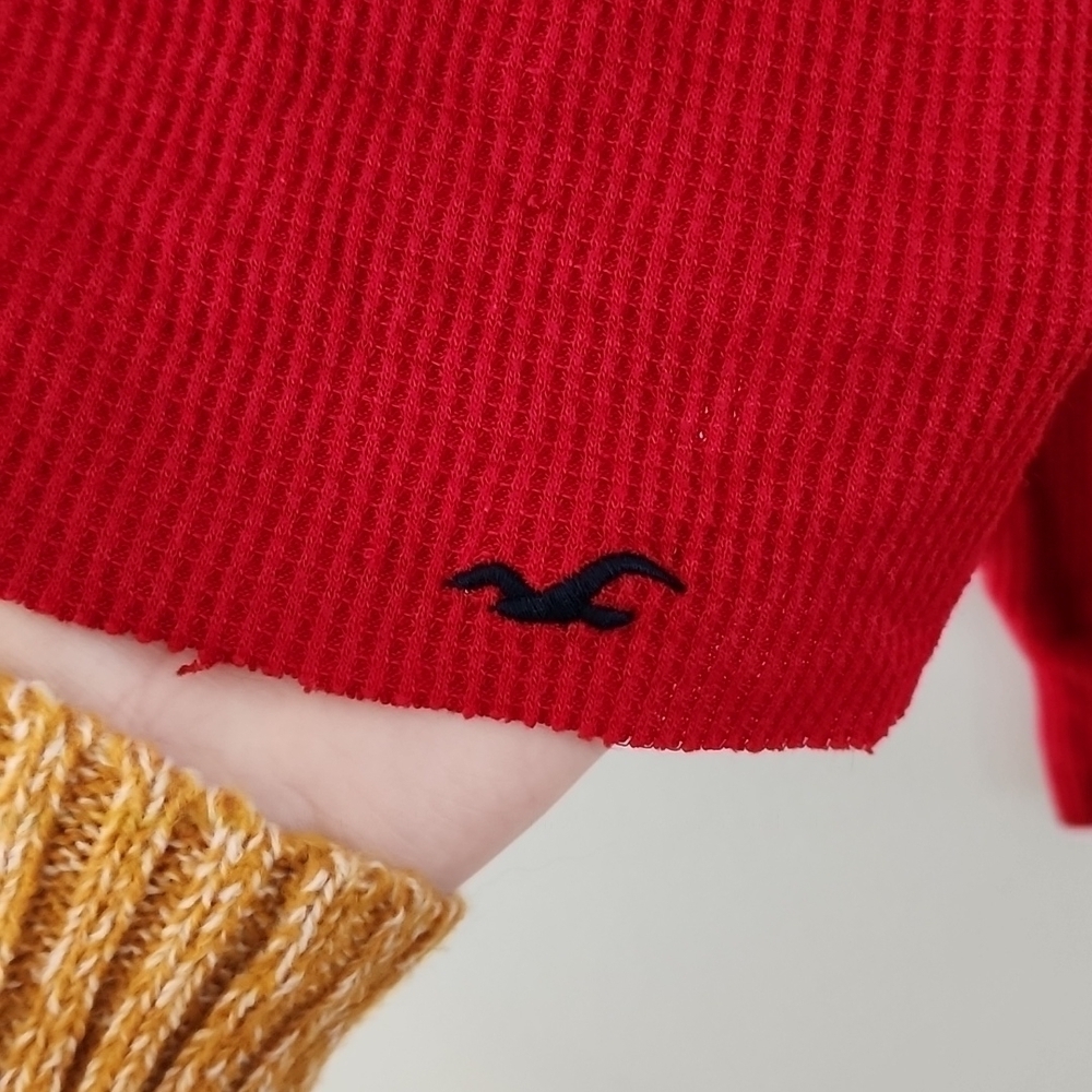 Hollister Red Pajama Crop Top Small - Picture 3 of 7
